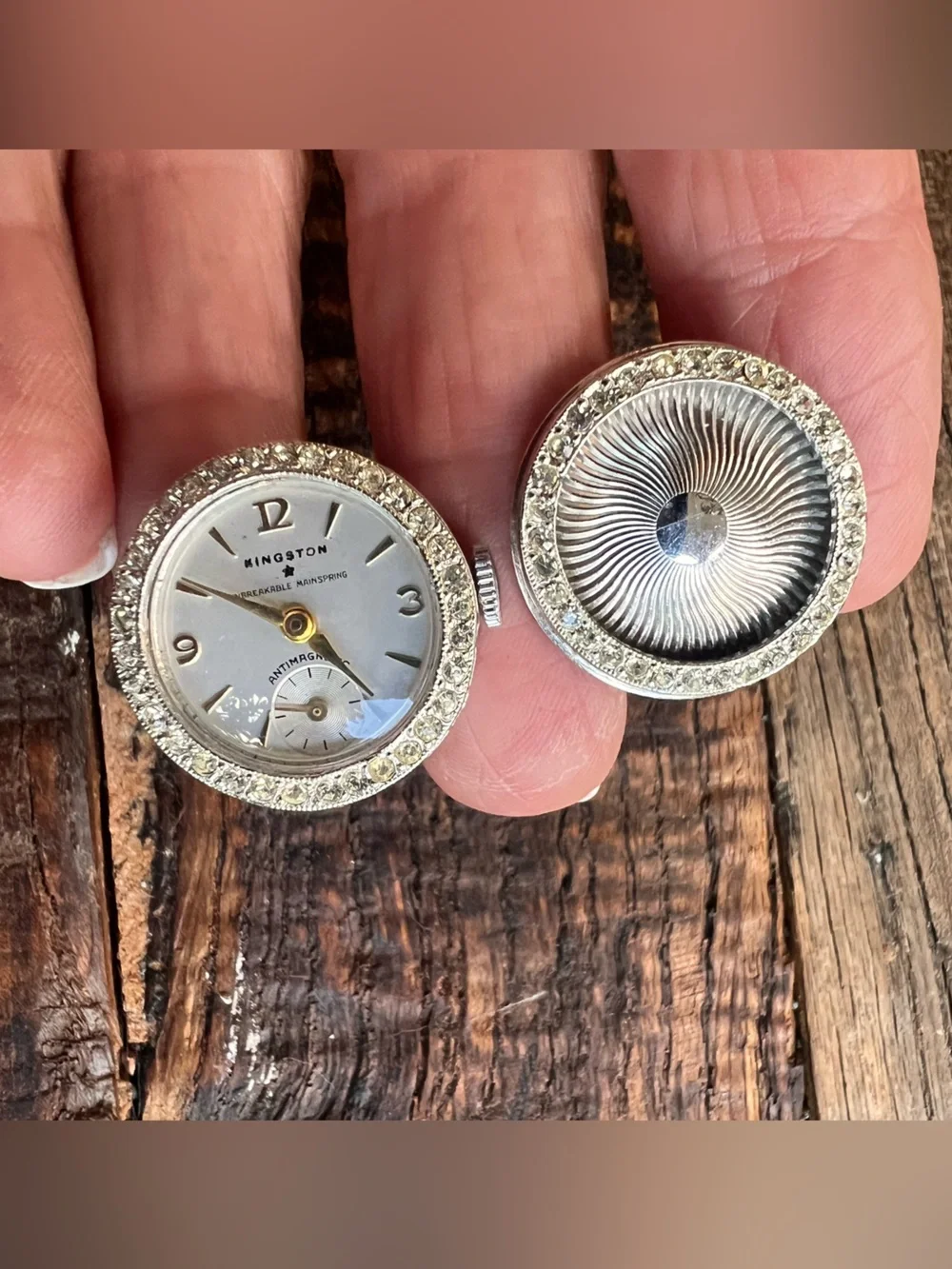 Kingston Silver Crystal Halo Watch Dial cuff links watch movement